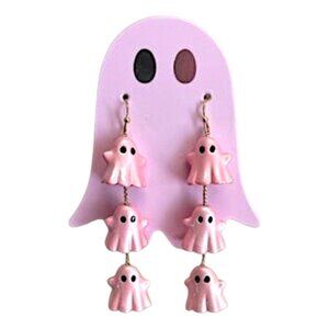 True to Form Pink Triple Drop Ghost Dangle Earrings | Spooky Cute Halloween